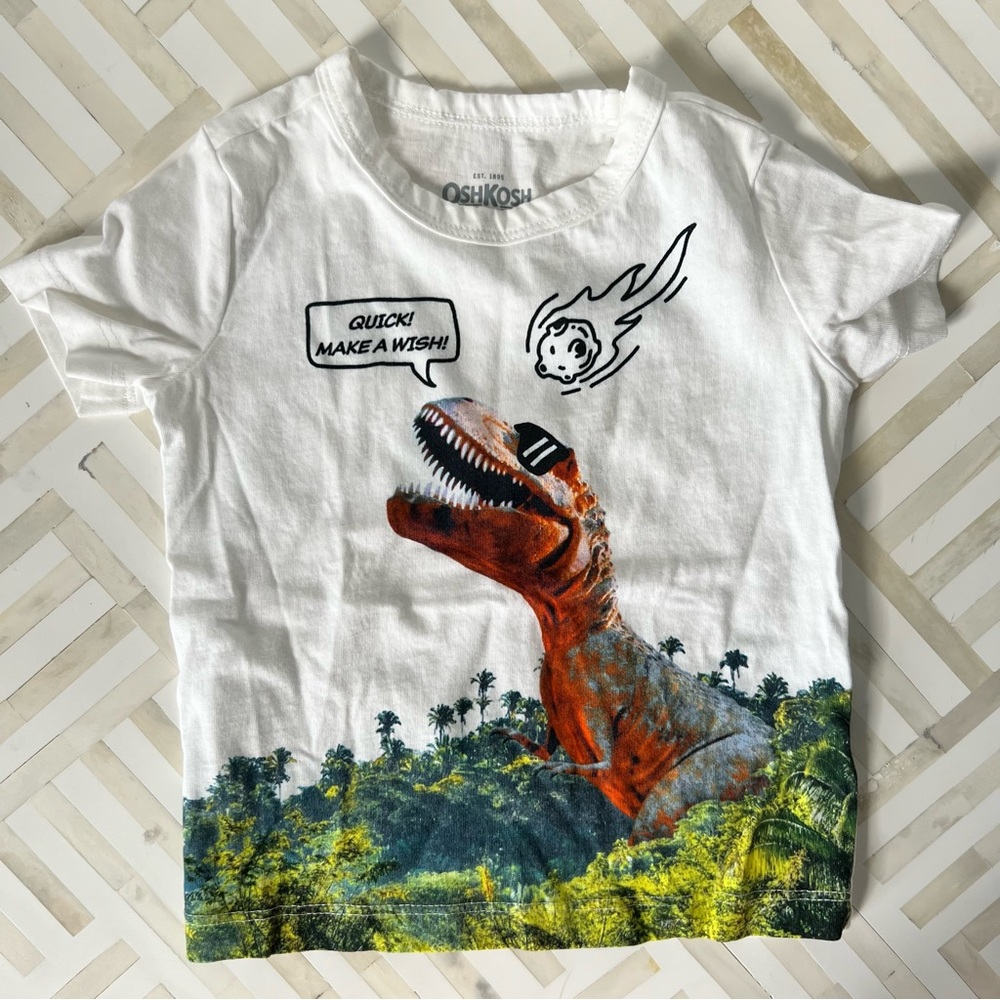 OSHKOSH Dino Jungle White Tee, 12mo - NWOT